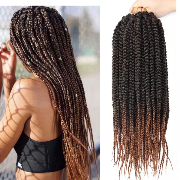 14 pouces boîte tresses Crochet cheveux pré bouclé déesse tresse crochet pour les femmes noires 80g/pcs tressage cheveux LS21