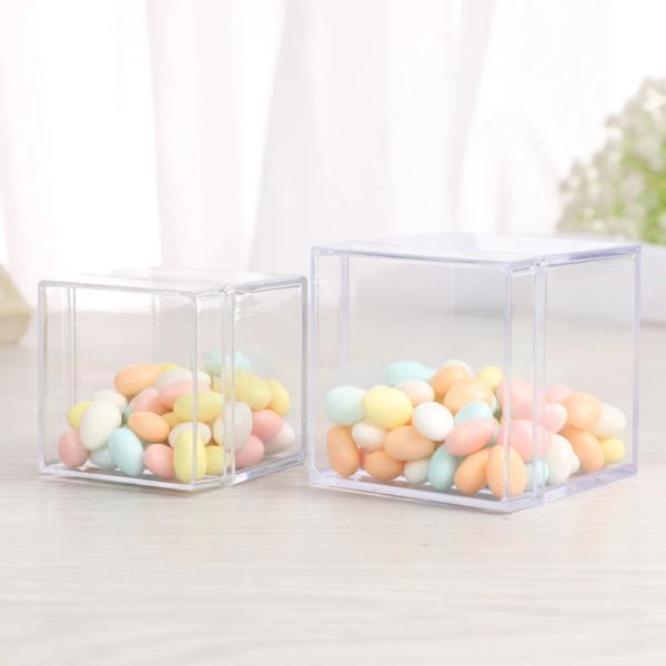 Boîte de bonbons acrylique en acrylique contenant des conteneurs carrés de carrés boîtes cube de mariage petit avec diviseurs en plastique Organisateur de faveur.