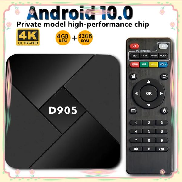 Box D905 Set Top Box Android 10.0 4GB 32GB WiFi 2.4G 4K Amlogic S905X YouTube Android TV Box Media Player CERTIFICACIÓN