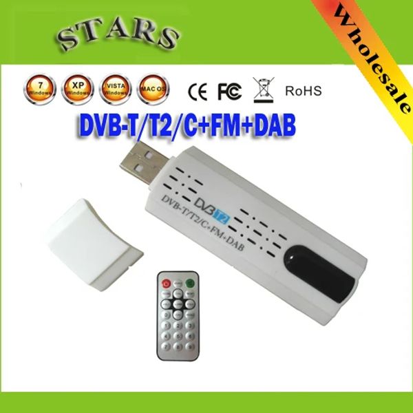 Boîte d'antenne numérique USB 2.0 HDTV TV Remote Taille Recorder Receiver pour DVBT2 / DVBT / DVBC / FM / DAB pour l'ordinateur portable en gros de la livraison gratuite