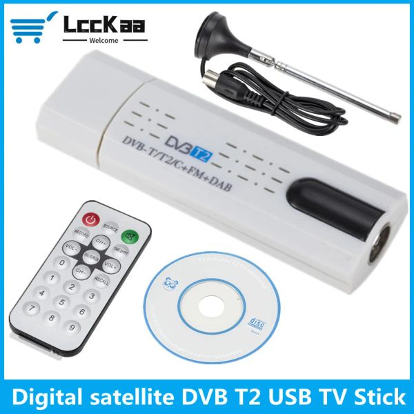 Box Satélite Digital DVB T2 USB USB TV Stick Tuner con antena Remote HD USB TV Receptor DVBT2/DVBT/DVBC/FM/DAB USB TV Stick para PC