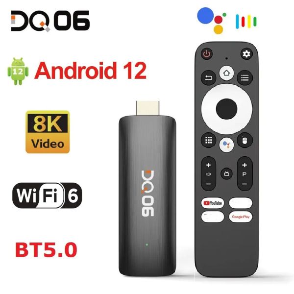 Box DQ06 ATV MINI TV Stick Android12 Allwinner H618 Quad Core Cortex A53 Prise en charge de la BOX VIDEO 8K VIDÉO 4K WIFI6 BT VOCI