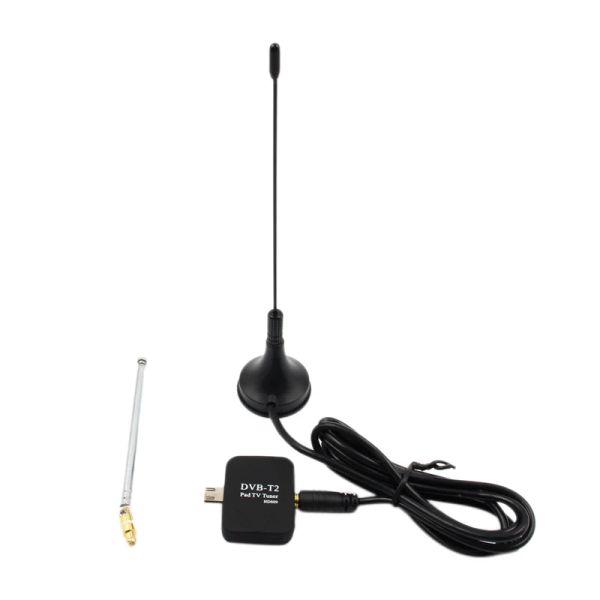 Box DVBT2 TV Receptor de antena Digital MicroUSB Tuner para Android Mobile Phone Pad HD TV Stick con antena dual