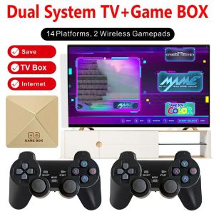 Boîte pour PS1 / GBA / GBC / MD Contrôleur sans fil 8K UHD AMLOGIC S905 Android Smart TV Box Box Emulator Dual System Game Console