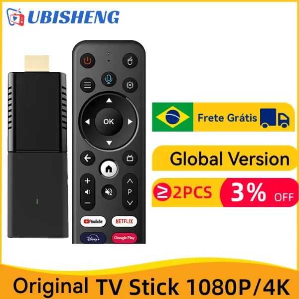 Box Version globale Ubisheng Smart TV Stick Android 10 Allwinner H313 Quad Core 4K 60fps TV Stick Double Dongle 2G TV 16G