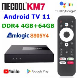 Box Certifié Android 11 TV Box MECOOL KM7 ATV AMLOGIC S905Y4 DDR4 4GB 64GB Android TV 11 5G WiFi 4k YouTube TV Set Top Boot