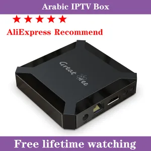 Box Greatbee New Android 10 Arab TV Box gratuit pour la vie wifi google youtube chromecast set top boxes arabes boxes récepteur de télévision