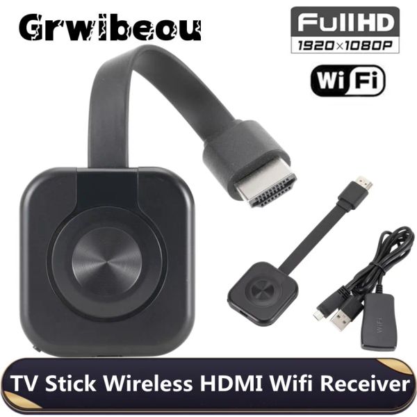Box Grwibeou Wireless 1080p HDMicompatible TV Stick Receptor de pantalla WiFi para Miracast Screen Mirror TV Dongle Support HDTV para iOS