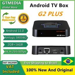 Box GTMedia G2 Plus Android TV Box 4K Ultra HD AMLOGIC 905W2 64BIT Quad Core Arm 2 Go + 16 Go 2.4g WiFi Smart TV Player Set Top Box