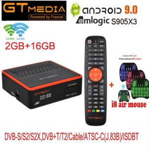 Box GTMedia GT combo Android 9 TV Box BT4 Remplacez GTMedia GTC Dual WiFi 2.4 / 5G DVBS2X / T2 / C 10BIT 4K Récepteur satellite MECOol K5