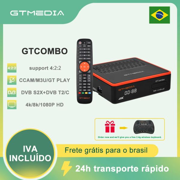 Box Gtmedia GT Combo Smart DVB TV Box Android 9.0/Terrestrial Satellite TV Receptor T2 S2X CA Card/H.265 Bit/Set Top Box