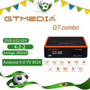 Box GTMedia gtcombo 4 2 2 Android 9.0 TV Box 2 Go 16 Go Quad Core 3D 4K Ultra 4K Double WiFi 2.4 / 5 GHz Smart TV Box DVBS2X / T2 / C 10BIT