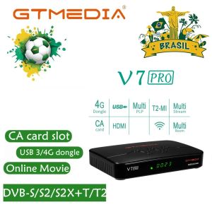 Box Gtmedia V7 Pro DVBS2 S2X T2 Set Top Box Satellite TV Receptor Actade CA Card Slot USB Wifi Soporte Network CAM TV Box