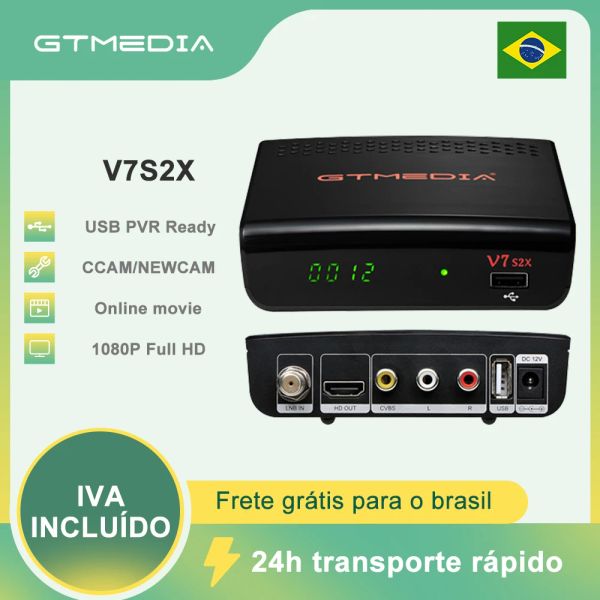 Box GTMedia V7 S2X V7 HD DVBS2 Satellite Receiver avec USB WiFi V7S2X 1080p Prise en charge HD CCAM TV Box