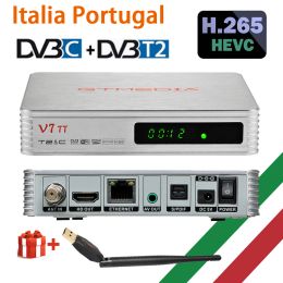 Boîte H.265 10 bits pour l'Italie Portugal GTMedia V7 TT Receiver terrestre HD Digital TV tuner DVB T2 / Cable 1080p CCAM TV Box Decoder