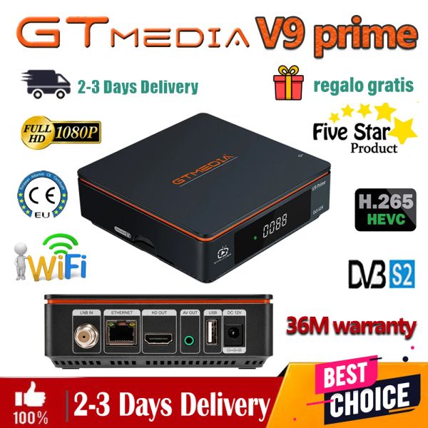 Box H.265 Gtmedia V9 Prime Satellite Receptor FTA Bulitin Wifi actualizado V9 Super Power por GTMEDIA V8X 1080P Box Full HD Full HD