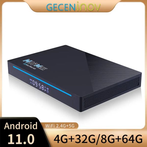 Box H96 Max 3566 Android 11 TV Box DDR4 8G RAM 128G ROM RK3566 8K BT CONTRÔLE VOCON 5G DUAL WIFI 1000M LAN 4K YOUTUBE SET TOP TOP BOX