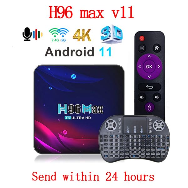 Box H96 Max Android 11 Smart TV Box 4G 32GB 64GB HD 4K Google Voice Set Top 2.4G/5.8G WiFi Bluetooth Receptor Media Player Global