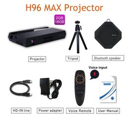 Box H96 MAX projector 2.4g 5g wifi mini dip projector pico BT 2G 16G 4k Amlogic S912 150 lumen Android 6.0 h96p projector