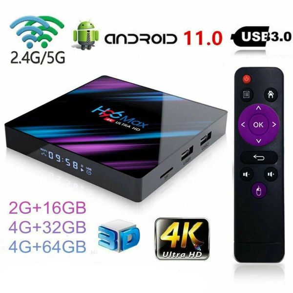 Box H96 Max Smart TV Box Android 11 4G 64GB 32G 4K Google Voice Control ASSISTA Wifi Bt Media Player H96Max RK3318 Set Top Box 16GB