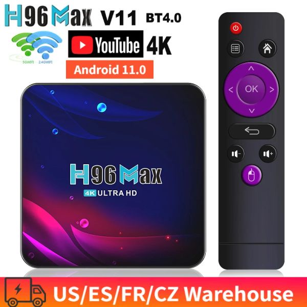 Box H96 Max V11 Android 11.0 Smart TV Box UHD 4K Media Player RK3318 4GB / 64GB 2,4G / 5G DUALBAND WIFI BT4.0 100m LAN VP9 H.265 TV Box TV Box