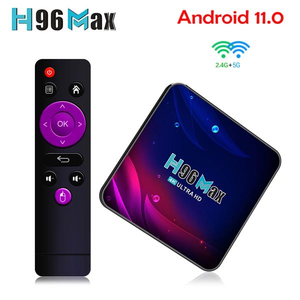 Box H96 Max V11 Android 11 Smart TV Box 4K HD Play 5G WiFi Receiver Media Player HDR USB 3.0 4G 32 Go 64 Go Set TV Box