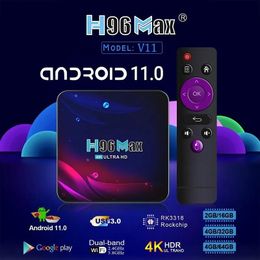 Box H96 Max V11 Rockchip RK3318 Android 11.0 TV Box 2GB + 16GB 4GB + 32GB / 64GB Met 2.4G + 5G Wifi BT4.0 PK HK1 X96