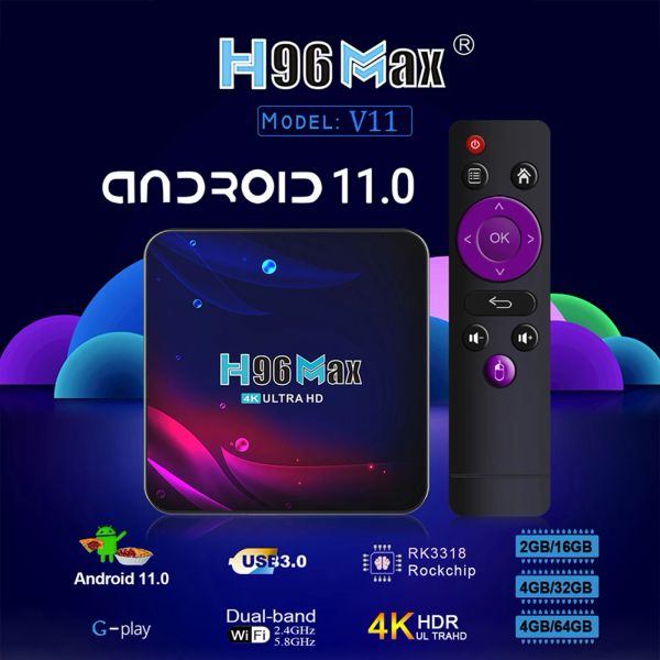 Box H96 Max V11 TV Smart Box Android 11.0 Bt 4.0 16G 32G 64GB Para Google Play Dual Band 2.4Ghz Wifi Set TV Box 4K Media Player