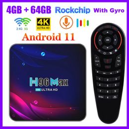 Box H96 Max V11 TV Box Android 11 RK3318 4G 64G 32G BT 4.0 Google Voice 4k Smart TV Box 2.4G 5G WiFi Android 11 Set Top Box 2G 16 Go