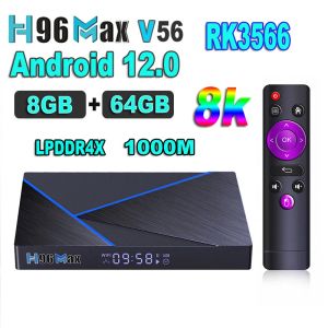 Box H96 Max V56 Android 12 TV Box Rockchip RK3566 8K 2.4G 5G WiFi 8GB 64B 32 Go 2GB16GB BT5.0 H.265 Récepteur de lecteur multimédia mondial