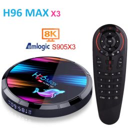Box H96 Max X3 Smart TV Box Android 9.0 AMLOGIC S905X3 4 Go 128 Go 2.4g / 5g 1000m WiFi BT4.0 Google Media Play H96max Andorid TV Box