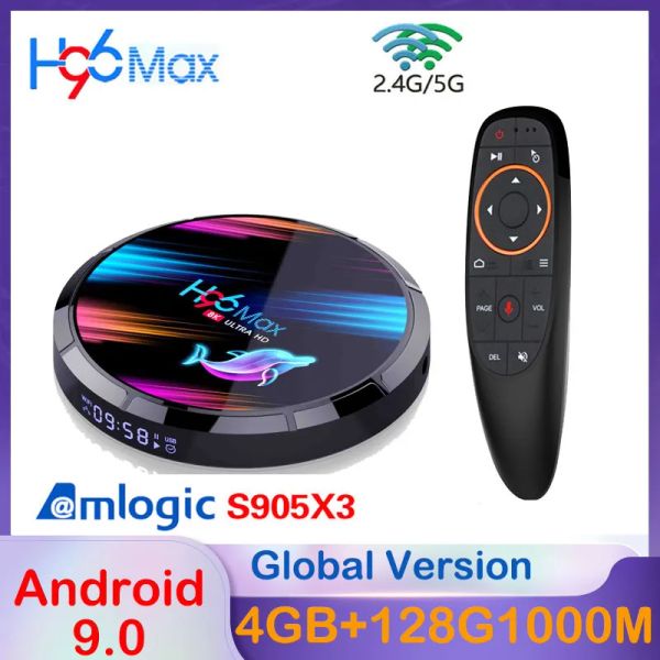 Box H96 Max X3 Smart TV Box Android 9.0 Amlogic S905X3 2.4G 5G Dual Wifi 4G 128GB 1000M USB3.0 Bt 8K Set Top Box Media Player