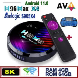 Box H96 MAX X4 8K Android 11 TV Box Amlogic S905X4 HDR 4GB 32 Go 64 Go 2 Go 16 Go 2,4g 5G WiFi BT4.0 3D H.265 100m LAN Media Player Media