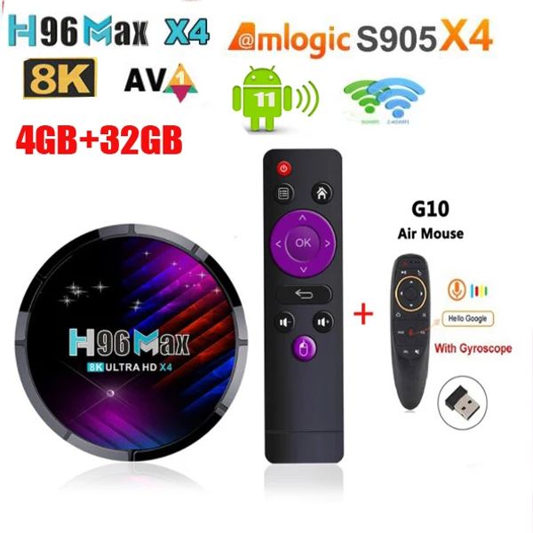 Box H96 Max X4 Amlogic S905X4 Smart TV Box Android 11.0 8k Decode Video 2.4G 5.8G WiFi 60fps HD YouTube Google Play 4G 64G / 32G 2G 16