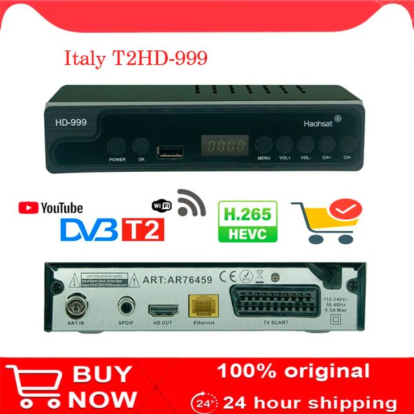 Box Haohsat DVB T2HD 999 HEVC Digital Terrestrial Decoder DVB T2 TV HD TUNER H.265 WiFi Set Top Box DVB C T2 Italie Russia TV Box Box