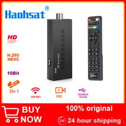 Box Haohsat DVBT2MINI H.265 Decoder HDMI TV Stick Digital Terrestrial Tauner USB WiFi TV Box 2 In1 Remote Control pour l'Italie Russie