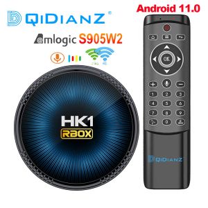 Box HK1 RBOX W2 2.4G 5G AMLOGIC S905W2 SMART Android 11.0 TV Box 4 Go 32 Go 64 Go 100m 8k 4K Player multimédia AV1 Contrôle vocal Set supérieur