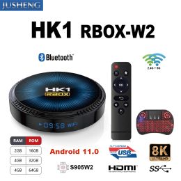 Box HK1 RBOX W2 Android 11.0 Smart TV Box 4K AMLOGIC S905W2 2G / 4G 16G / 32 Go / 64 Go 3D WiFi 2.4G 5G Prise en charge IP TV Media Google