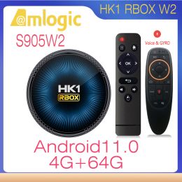 Box HK1 RBOX W2 Android 11 Smart TV Box Amlogic S905W2 Quad Core 2G 4GB 16 Go 32 Go 64 Go 2,4g 5G Dual WiFi BT4.0 4K HDR HK1RBOX PLAYER