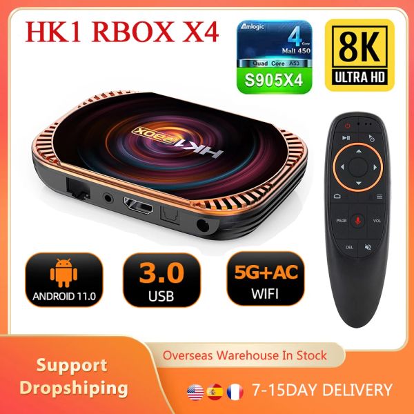 Box HK1 Rbox X4 TV Smart Box Amlogic S905X4 8K Android 11.0 Set Top Box 4GB 128GB Multi Language 2.4G 5G RECEPTOR WIFI MEDIOS RECEPTOR