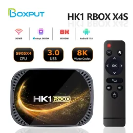 Box HK1 RBOX X4S TV Box Android 11 Amlogic S905X4 double WiFi AV1 Prise en charge 4k Google Voice Assistant Player Media 4 Go 32 Go 64 Go