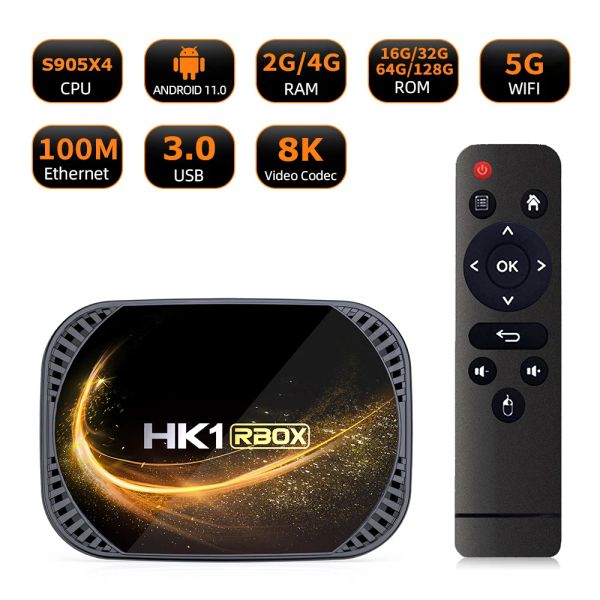 Box HK1 Rbox X4S TV Box Android 11 Amlogic S905X4 Dual Wifi Support 4K Google Voice Assistant Set Top Box Player