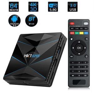 Box HK1 Super Android 9.0 Smart TV Box RK3318 Quadcore Google Assistant 4K 3D UTAL HD 4G 64G Double WiFi Media Player Set Top Boxes