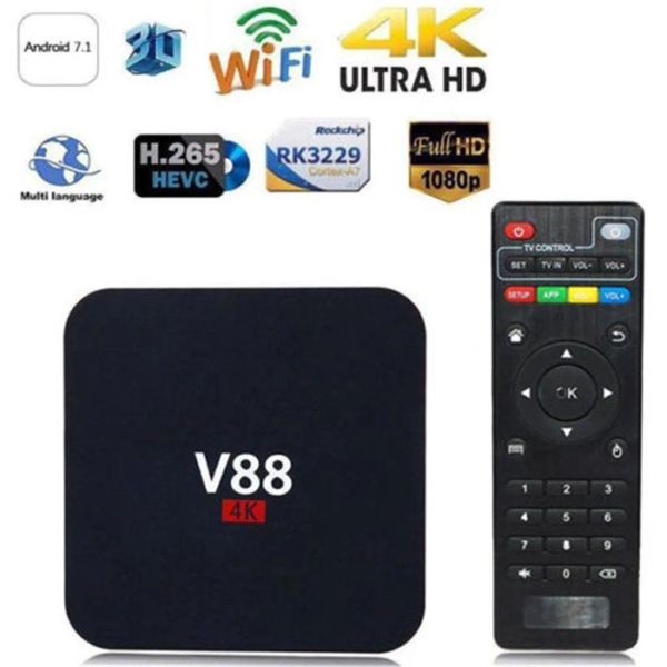 Box Home Theatre V88 RK3229 Smart TV Settop Box Player 4K Quadcore 8GB Wifi Media Player Box TV Box Smart HDTV se aplica a Android#