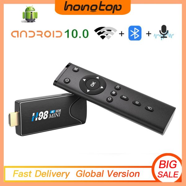 Box Hongtop 4K TV Stick H98 Mini Smart TV Box Android 10 4 Go 32 Go Bluetooth Remote 2.4g / 5.8g WiFi Set Top Box Google Play Store
