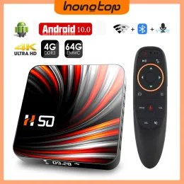 Box Hongtop H50 Version globale Android TV Box 4K Ultra HD Play Store Smart TV Box Android TV 10.0 HDR 4GB 64 Go WiFi Media Player