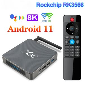 Box Vente chaude 8K X96X6 WiFi Smart TV Box Android 11 RK3566 Double groupe Settop Box Bluetooth Contrôle vocal Contrôle Media Player