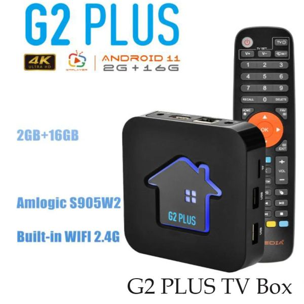 Box Vente à chaud gtmedia G2 Plus Smart TV Box Android11 Amlogic 905W2 Quad Core 2.4G WiFi 4k UHD 2GB 16G Player multimédia Set Top Box