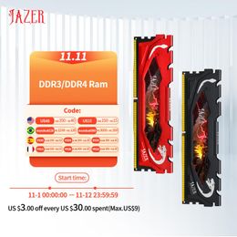 Box Jazer Memoria RAM DDR4 8GB 16GB 2666MHz 3200MHz 3600MHz 8GBX2 16GBX2 Desktop geheugen DIMM met koellichaam