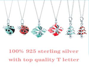 Box Colliers d'arbres de Noël Ladybug Forlady avec Logo Collar AG925 Silver Collier Chain Designer TF Lady Femme T Letter Love 3189098
